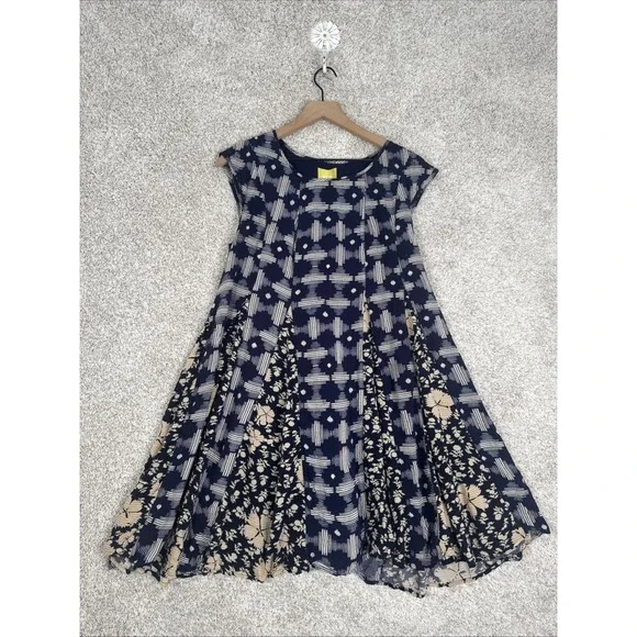 Anthropologie Maeve Indiga Swing Dress Size M Adjustable Back Strings Lined - Picture 2 of 9